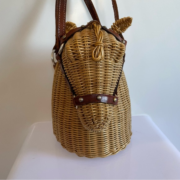 Vintage 70’s Marcus Brothers Wicker Horse Head Handbag Purse - Picture 7 of 11